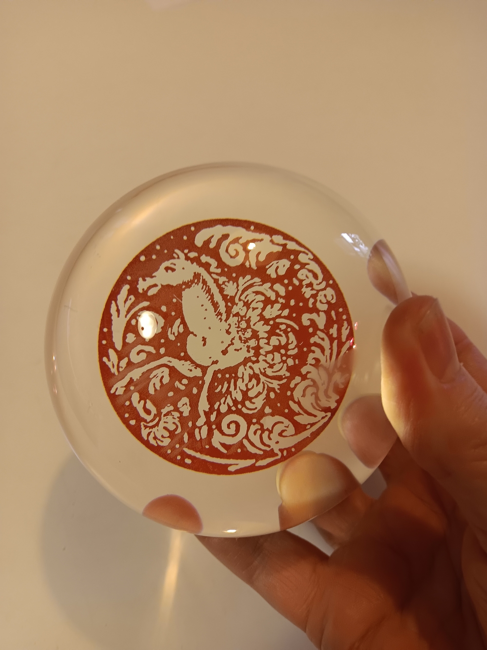 Decorative Red Horse Glass Paperweight - Home Art Accent